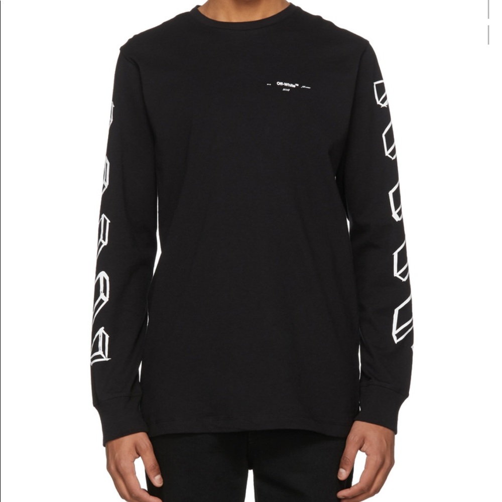 Off White Long Sleeve Diagonal Marker Arrows Tshirt